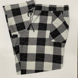 Lucky Brand Buffalo Check Black White SOFT Pajama Lounge Pants Sz L